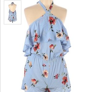 Mimi Chica blue floral halter romper